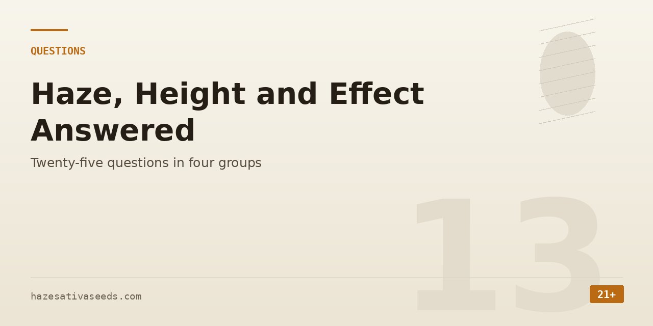 Questions section cover noting twenty-five answers in four groups on Haze, height and effect