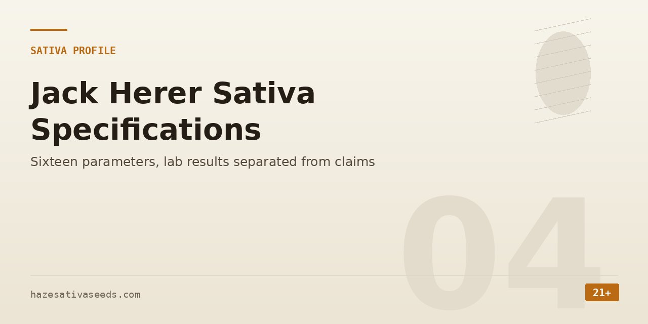 Sativa profile section cover noting sixteen parameters with lab results separated from breeder claims