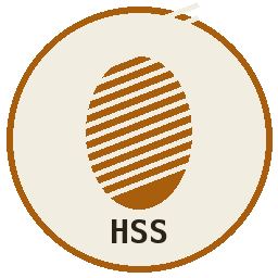 Haze Sativa Seeds logo: a striped sativa seed mark in amber on a dark roasted-brown disc
