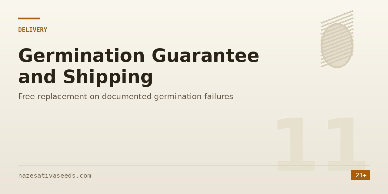Delivery section cover describing free replacement on documented germination failures